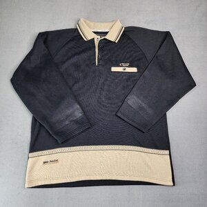 Red Fire Fleece Lined Polo Shirt Men's Large Black Big Pack Bikepower Top